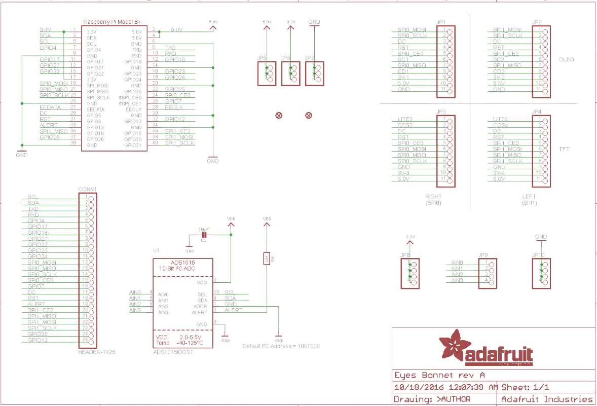 Schematic - Adafruit Animated Eyes Bonnet for Raspberry Pi Pack