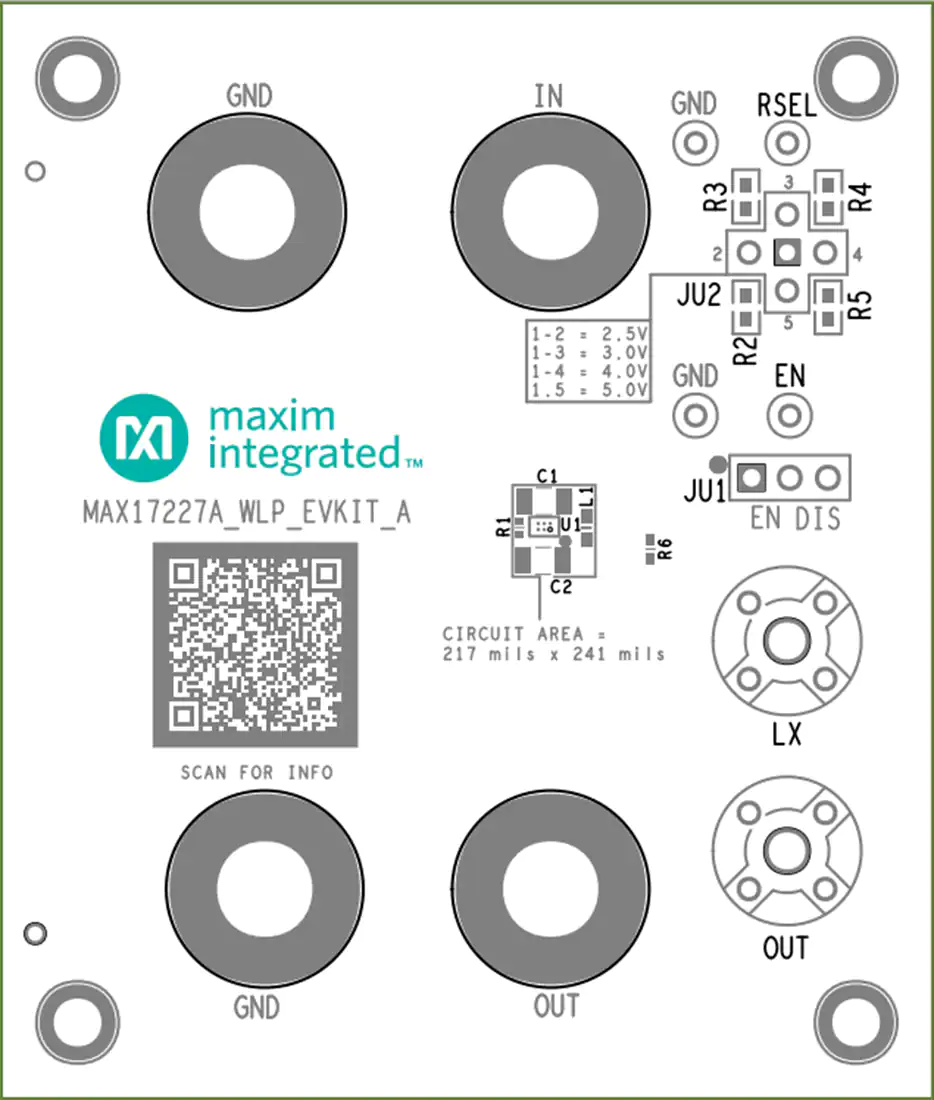 机械图纸 - 美信半导体 MAX38913AEVKWLP稳压器评估套件