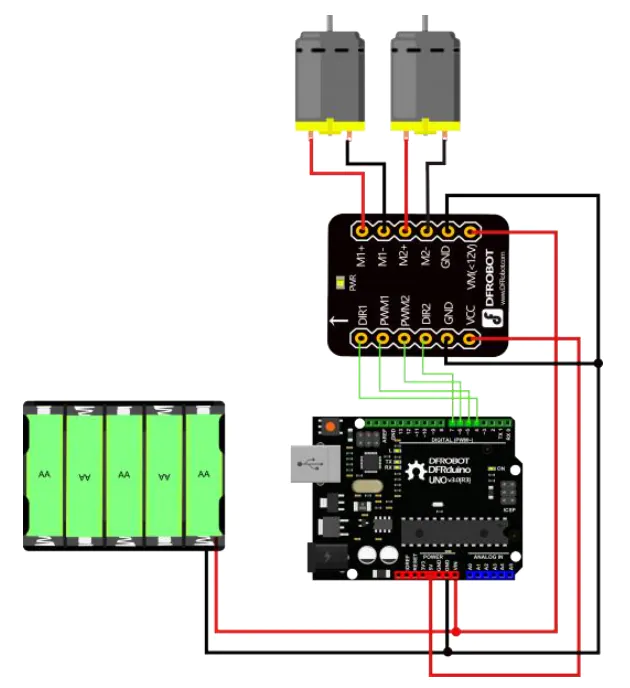 Location Circuit - DFRobot DRI0044 2x1.2A DC Motor Driver