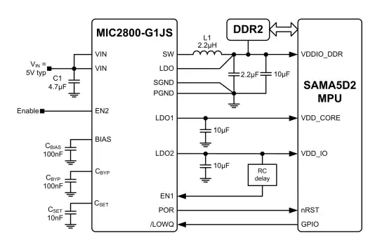 应用电路图 - 微芯科技 MIC2800评估板