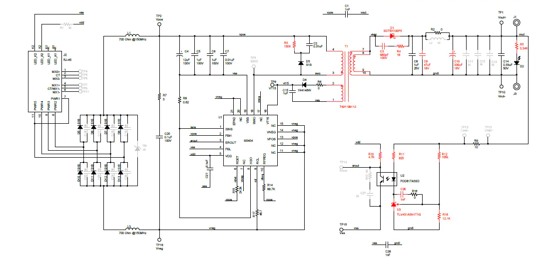 原理图 - Skyworks Solutions Inc. SI3404FB12V3KIT 12V 3类PoE PD评估套件