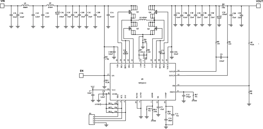 Schematic - Monolithic Power Systems (MPS) EVQ4210-U-00B Evaluation Board