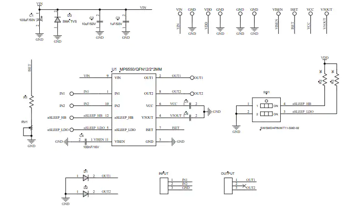 Schematic - Monolithic Power Systems (MPS) EV6550-G-00A Evaluation Board